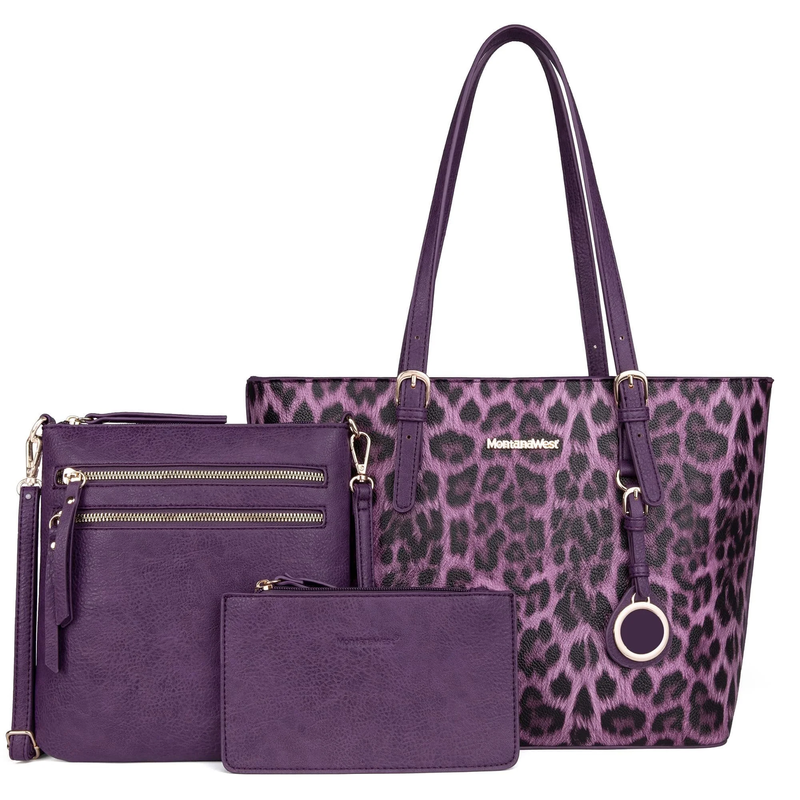 Purses for Women Tote Bag 3Pcs Set Leopard Print Satchel Handbags0