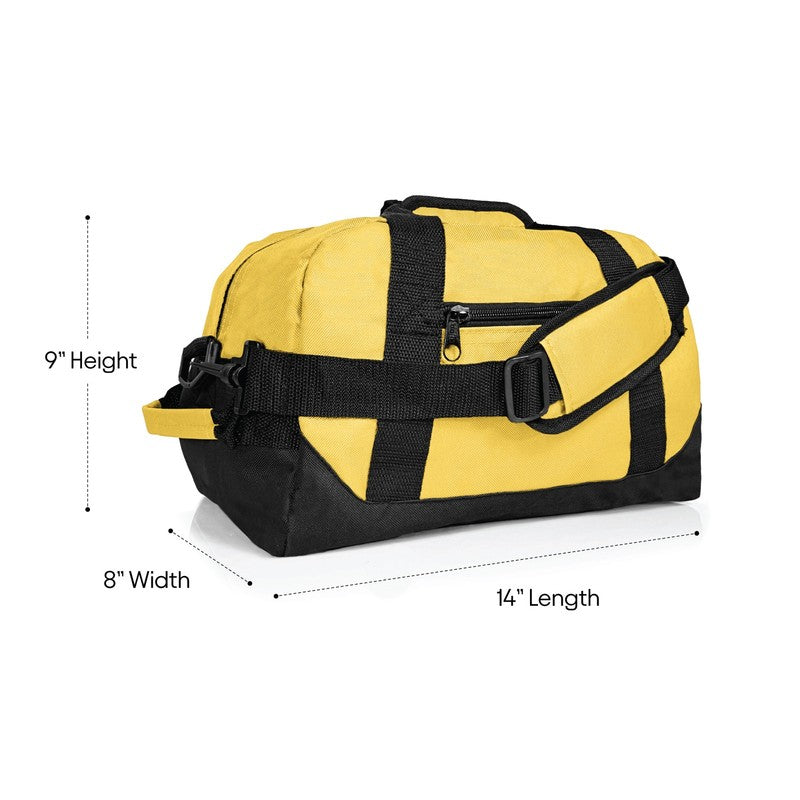 14" Small Duffel Bag Gym Duffle Two Tone in Gold with Shoulder Strap4