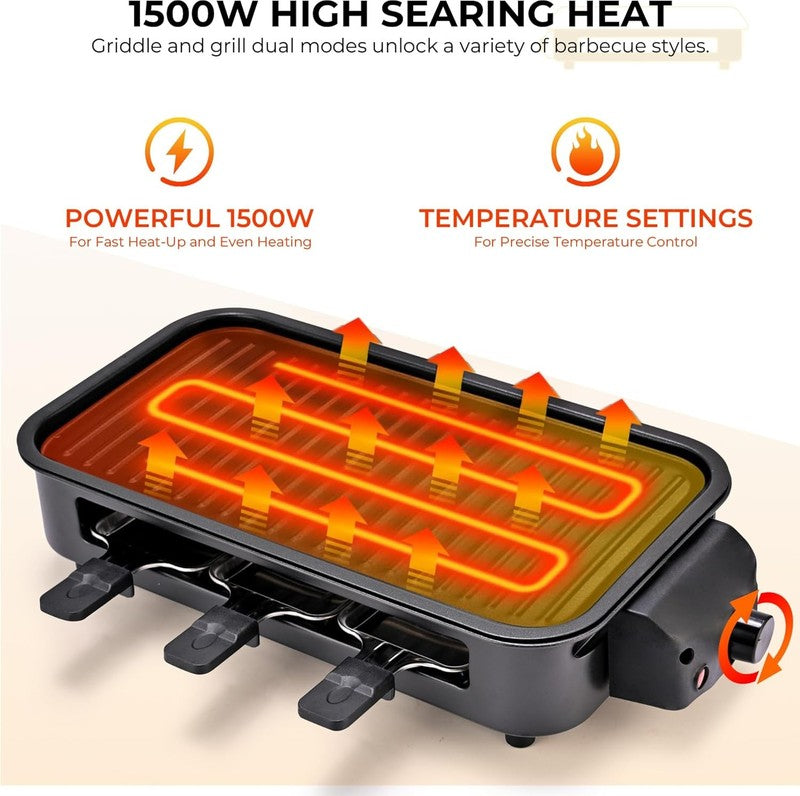 2 in 1 Electric Indoor Grill Smokeless 1700W Nonstick Removable Plate Black3