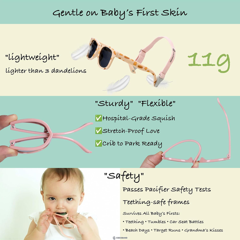 Polarized Baby Sunglasses UV400 Flexible Strap Infant Toddler 0 24 Months3
