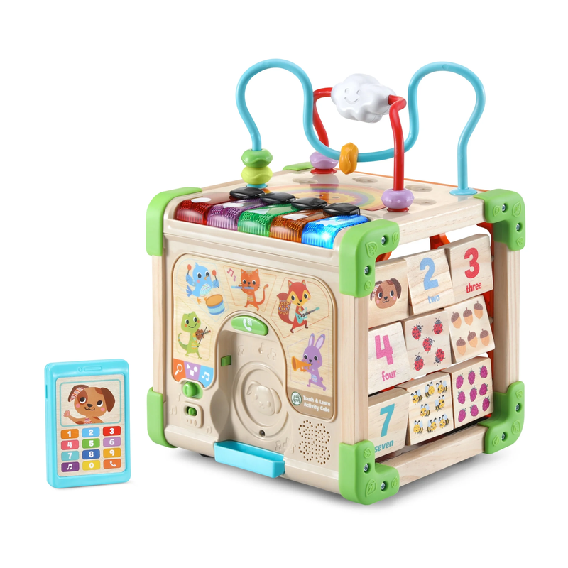 Wooden Activity Cube Touch & Learn FSC Certified Baby Toddler Toy9