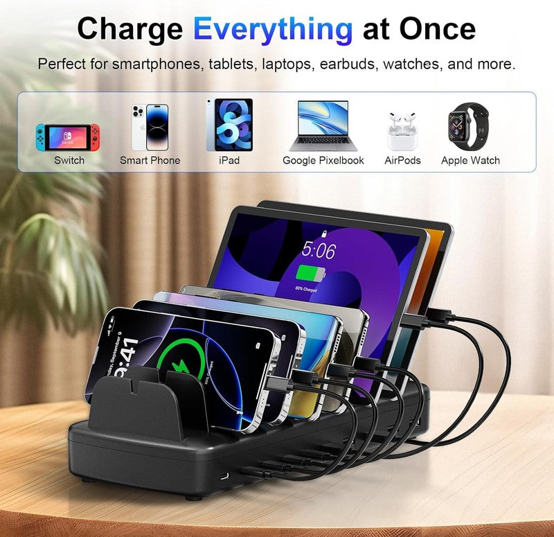 510W USB C Charging Station – 10 Port Fast Charger with Cables for Phones 3