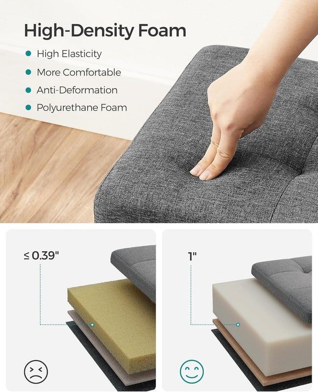 Foldable Storage Ottoman Bench Foot Rest 43'' Bedroom Living Room Slate Gray6
