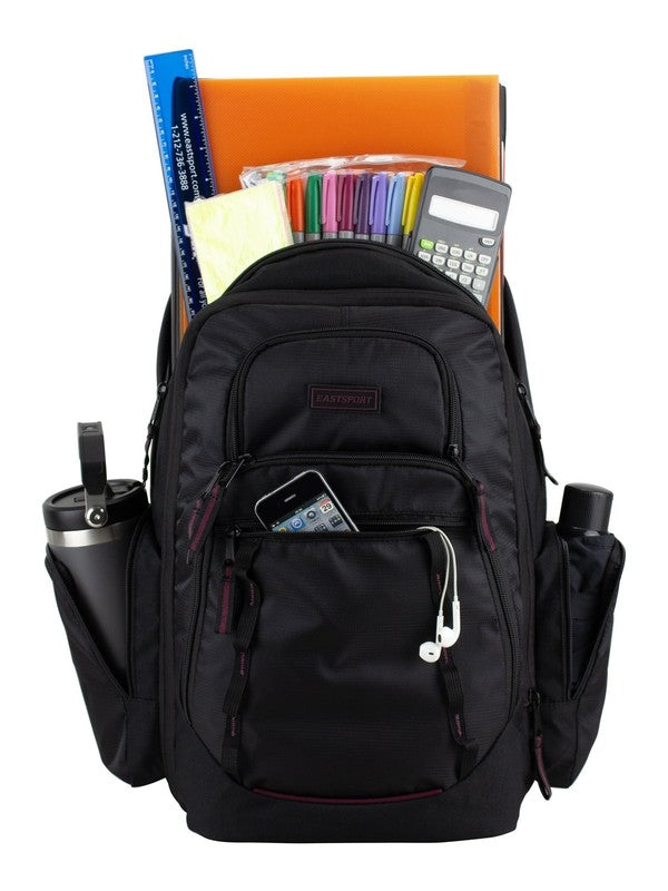 Unisex Diamond Expandable Recycled Backpack, Black/Fig Pop9