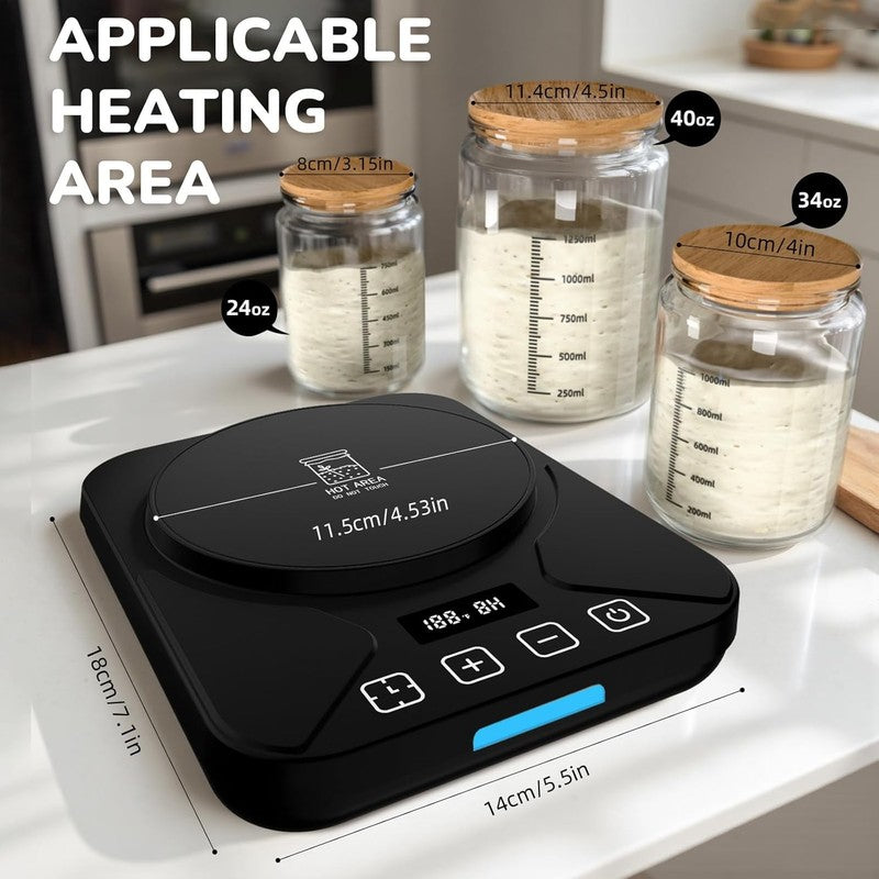 Sourdough Starter Warmer Mat w/ Timer, Thermostat 70 100°F, Fits 40oz Jars5