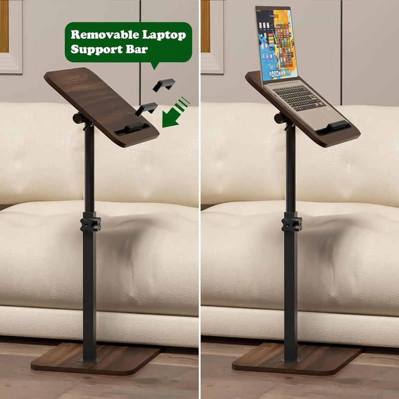 Sofa Side Table Swivel Adjustable Height Laptop Tablet Holder Small Space Black5
