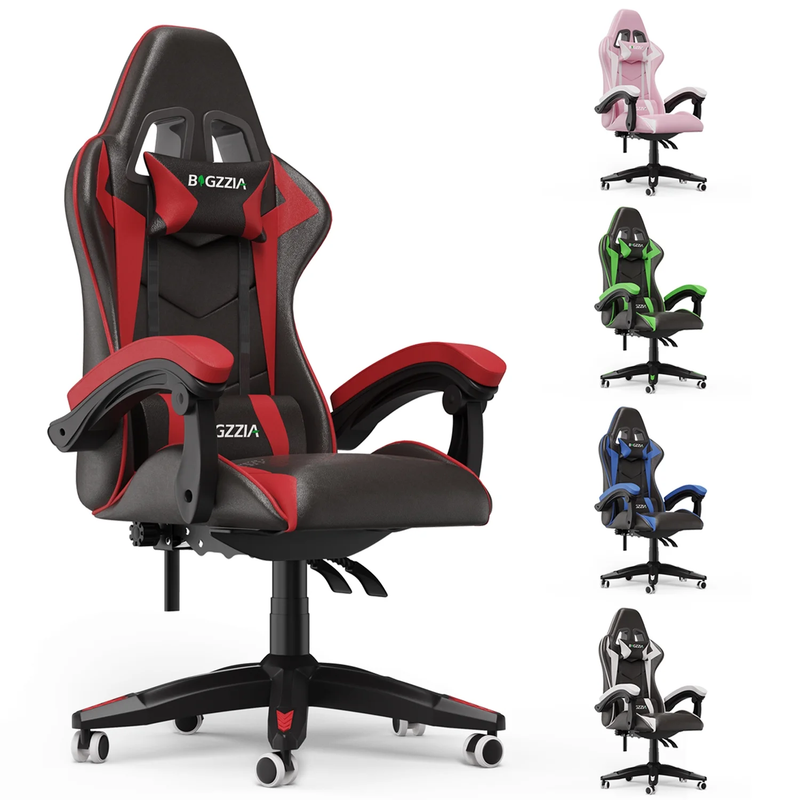 Gaming Chair with Adjustable Headrest & Lumbar Support, Height Adjustable, Red9