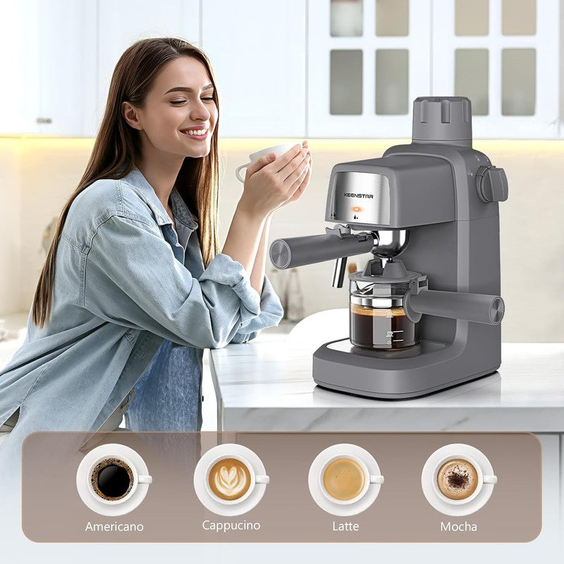 3.5 Bar Espresso Machine 800W 4-Cup Compact with Milk Frother6