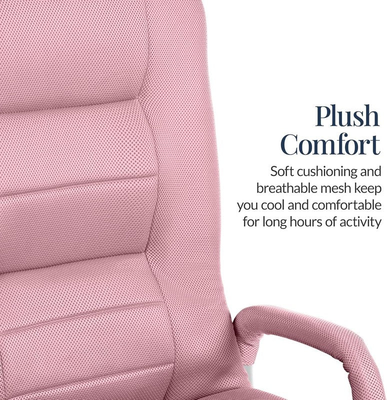Gaming Floor Rocker Chair 360° Swivel, Lumbar Support, Adjustable Back – Pink4