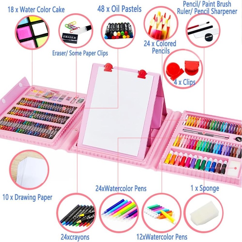 208 PCS Art Supplies, Drawing Art Kit for Kids Adults Art Set with Double Sided 4