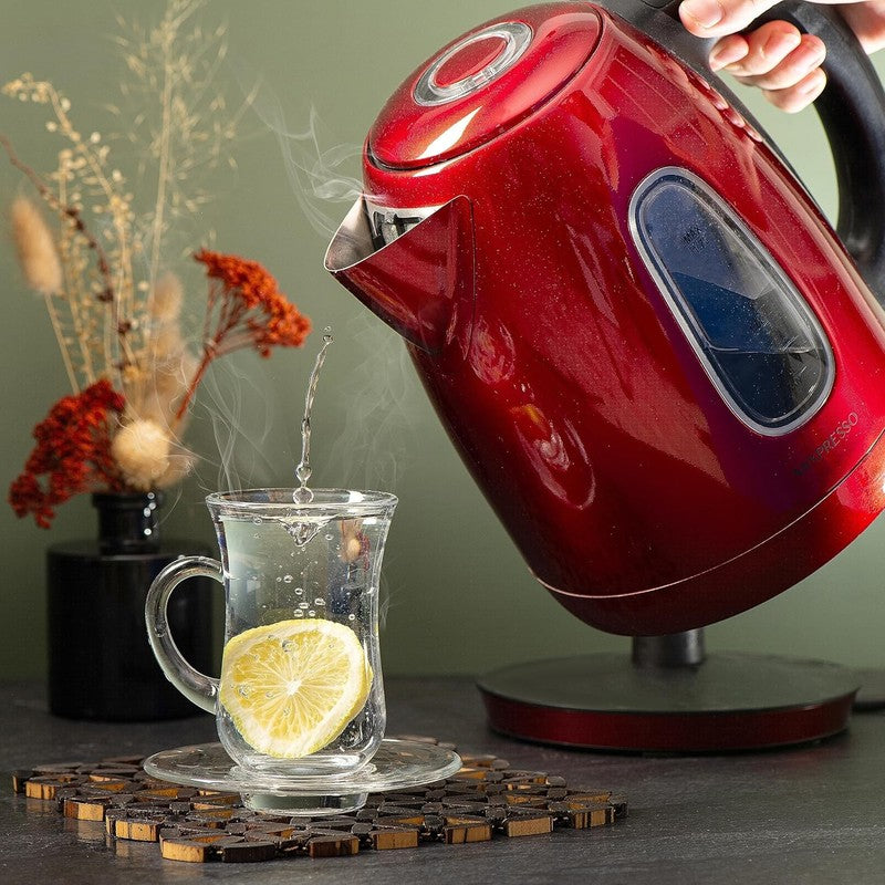Electric Kettle 1.7L 1500W Stainless Steel Cordless Fast Boil Tea Kettle Red5