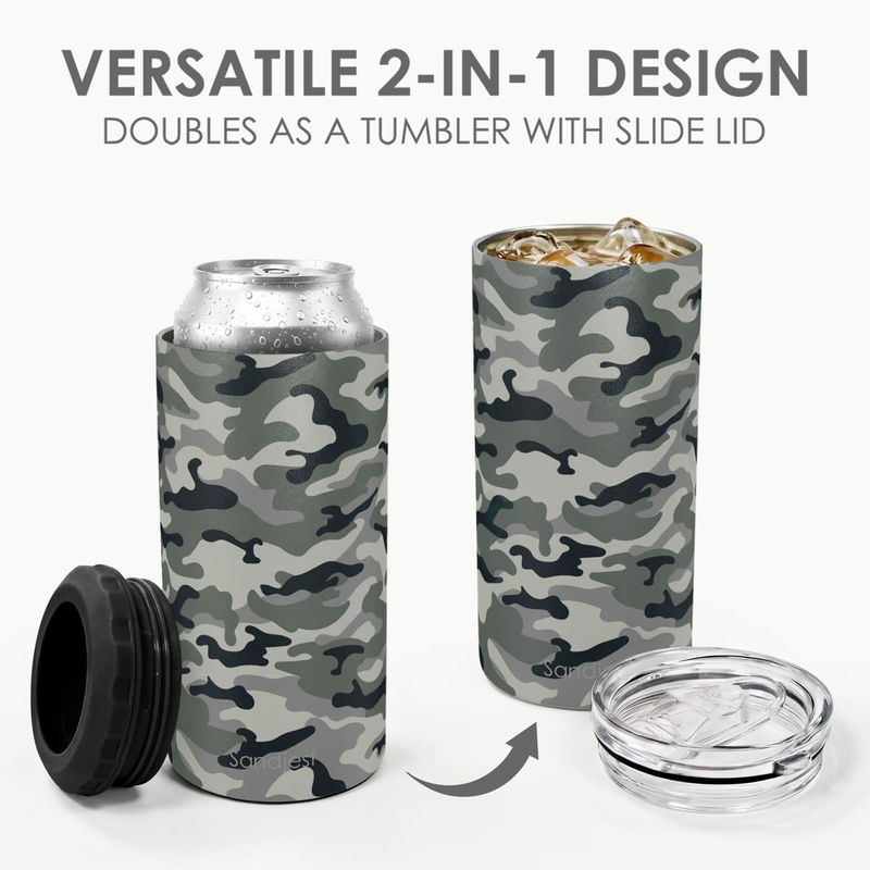 Camouflage 12oz Stainless Steel Can Cooler Insulated Tumbler Travel Mug Gift4