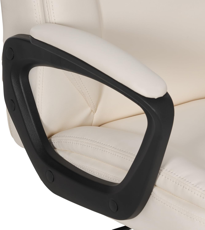 Cream PU Padded Mid-Back Office Chair Adjustable Height Armrests5