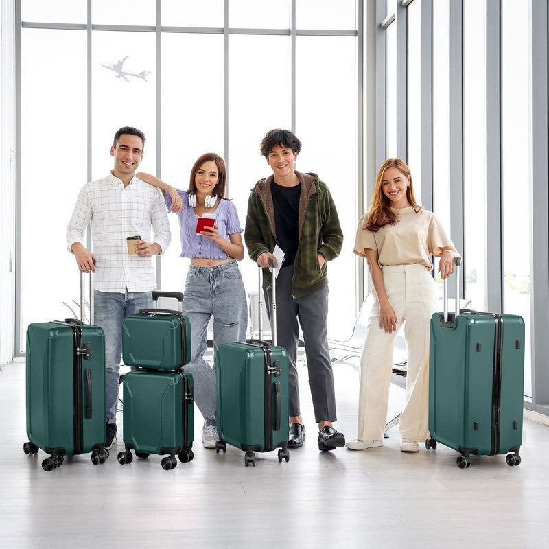 5 Piece Luggage Set with 8 Packing Cubes, Hard Shell Suitcase Set with Spinner W8
