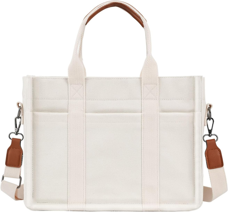 Canvas Tote Bag for Women with Zipper Closure & Individual Compartments for Work2