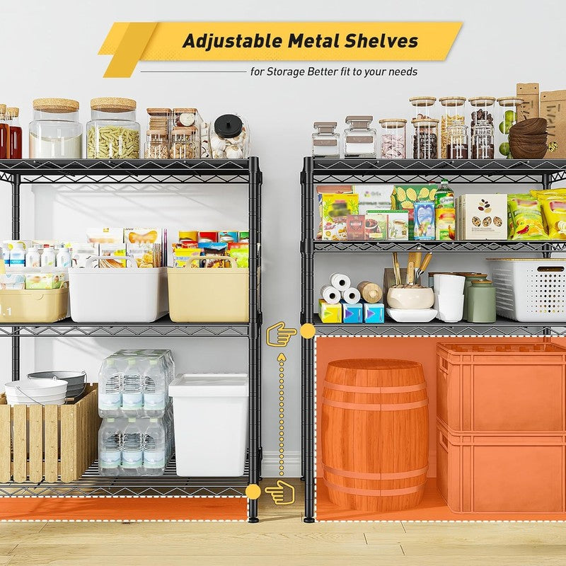 3 Tier Metal Storage Shelves Adjustable Wire Rack Pantry Kitchen Shelf Black4