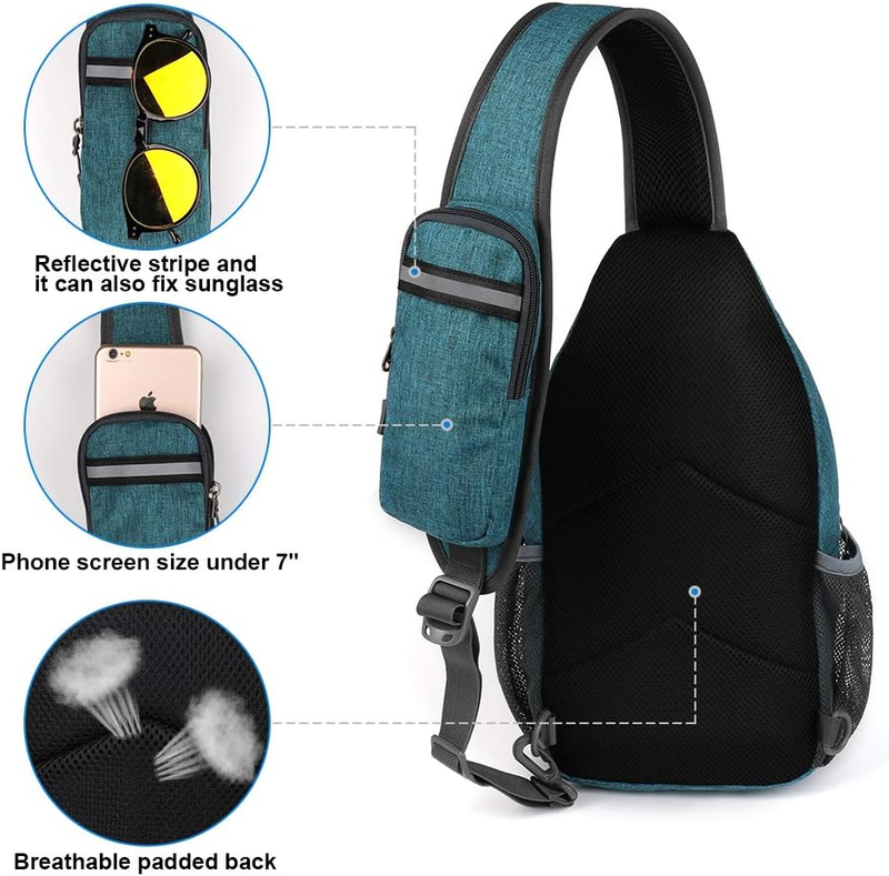 Teal Blue Sling Bag Crossbody Backpack Travel Hiking Daypack4