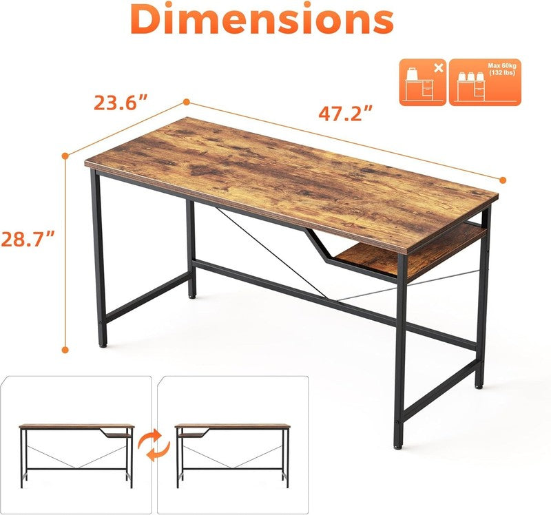 48x24 Computer Desk Gaming Table for Small Spaces Home Office Study1