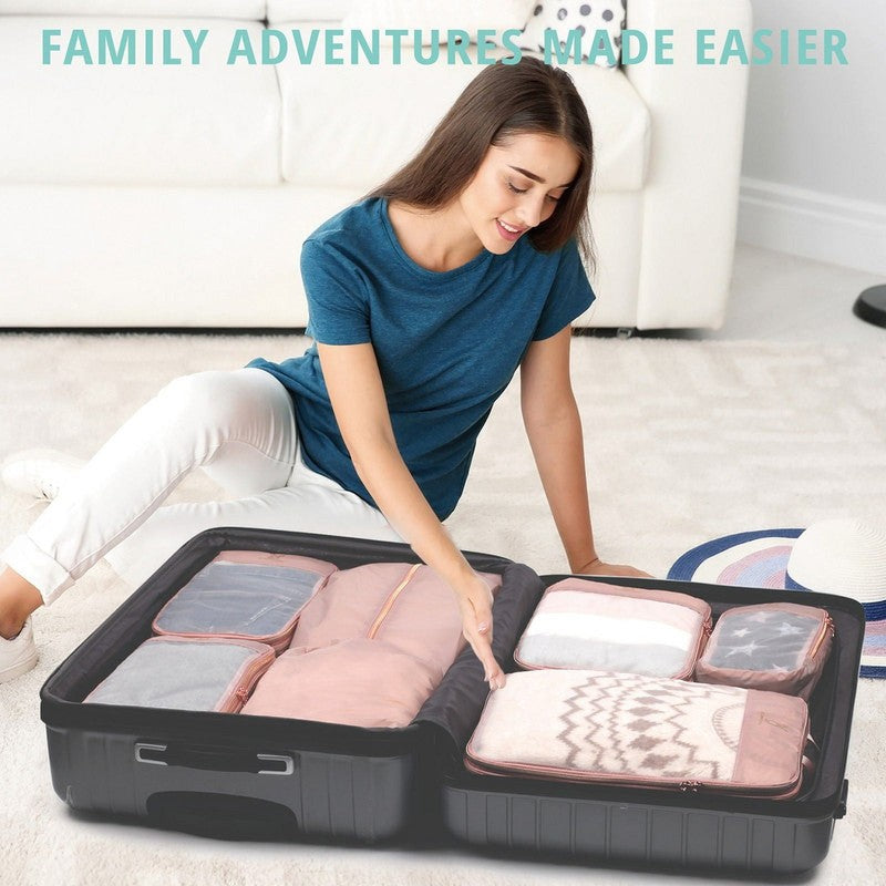 8 Set Expandable Compression Packing Cubes for Travel, See through Mesh Travel P1