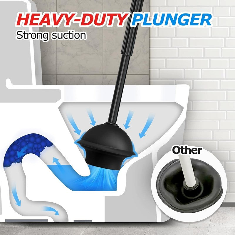 2 in 1 Toilet Plunger and Brush Set，Extended Handle Plunger，Toilet Bowl Brush Pl2