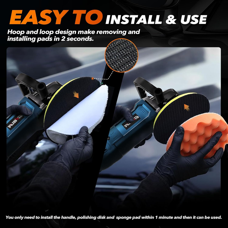 6/7" 1600W Car Buffer Polisher Waxer 7 Speed 1000 3500RPM Detachable Handle6