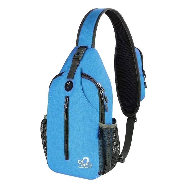 Unisex Hiking Travel Nylon Sling Bag Cross Body Shoulder Chest Bag,Light Blue10