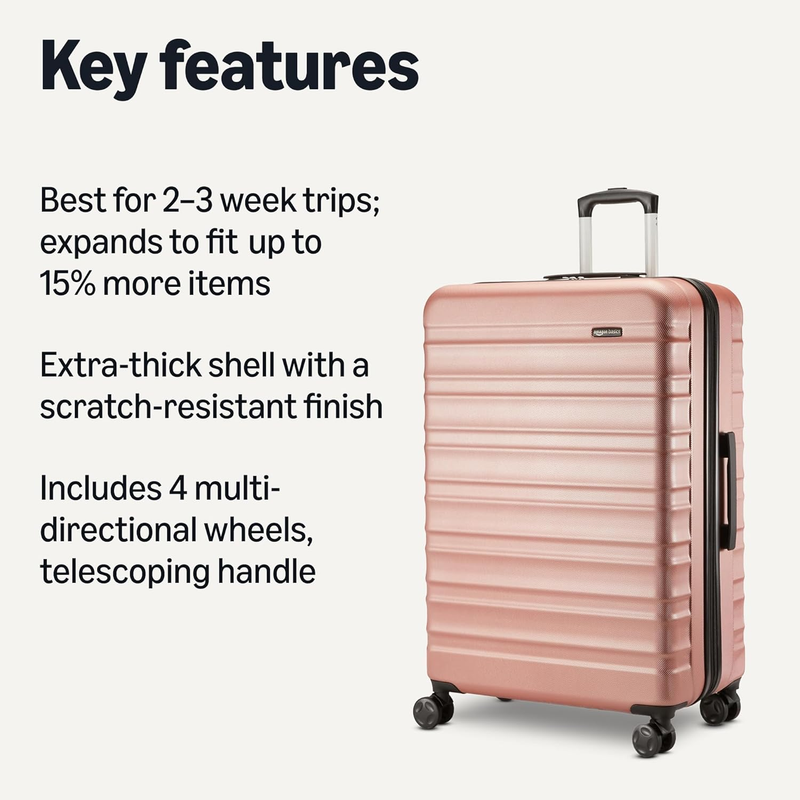 30" Hardside Checked Luggage Expandable Spinner Suitcase Scratch Resistant Rose1