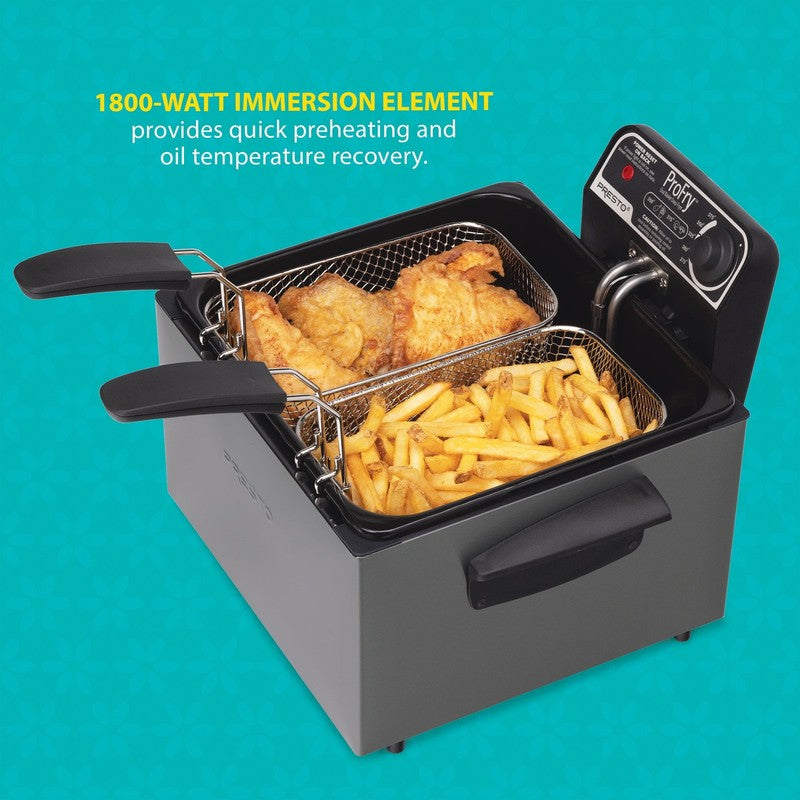 5 Qt Dual Basket Pro Fry Immersion Element Black Deep Fryer 054894
