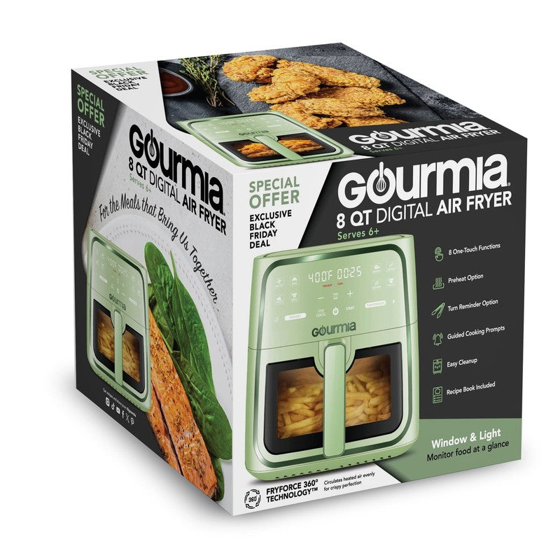 8Qt Digital Air Fryer | Fryforce 360° Tech, 8 Presets, Easy View Window, Green4