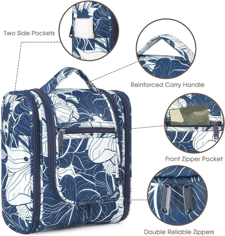 Small Hanging Travel Toiletry Bag Cosmetic Organizer Medium Blue Lotus4