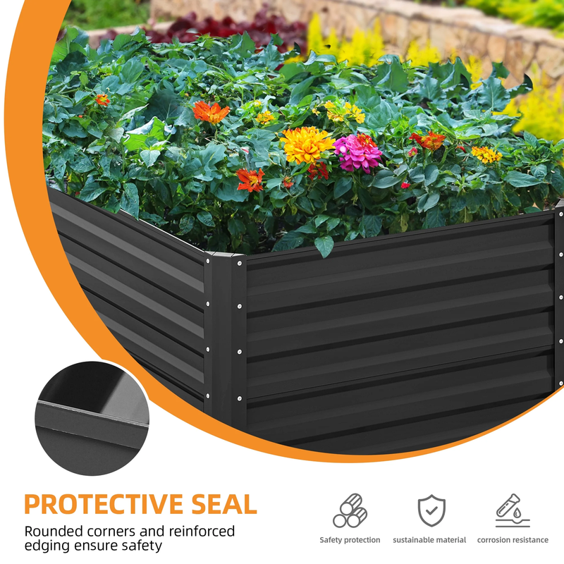 6Ftx3Ftx2Ft Large Raised Garden Bed Kit,Outdoor Galvanized Metal Patio Planter B5