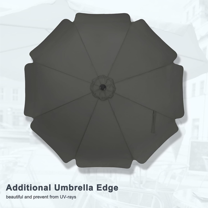 Outdoor 9FT Market Umbrella Crank Tilt Waterproof UV Protection Gray3