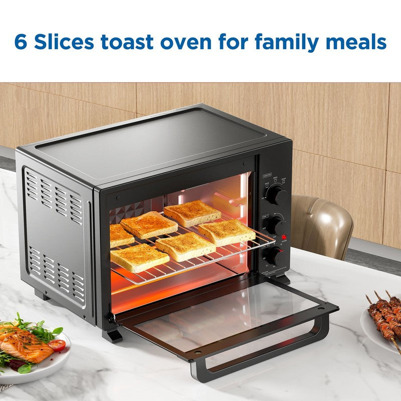 Extra Large 34QT Toaster Oven   6 Slice Family Size, 1500W, Black NEW4