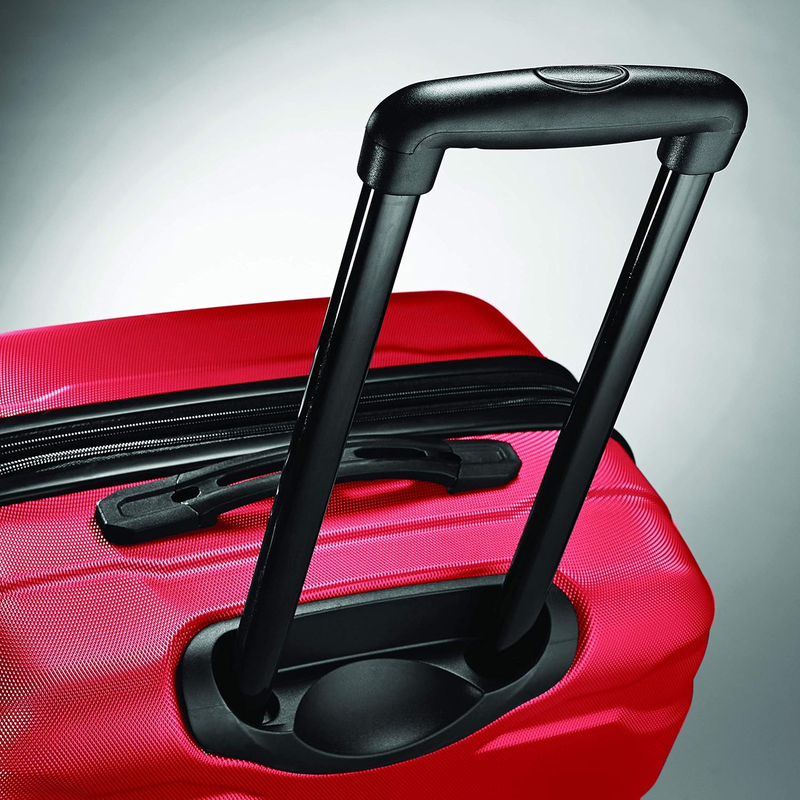 28" Hardside Expandable Luggage Spinner Wheels Checked Suitcase Red3