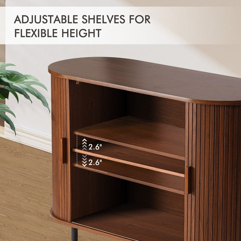 40" Sideboard Buffet Cabinet with Sliding Tambour Doors & Adjustable Shelves7