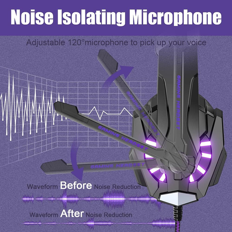 Stereo Gaming Headset for PS4 Xbox One PC Noise Cancelling Mic LED3