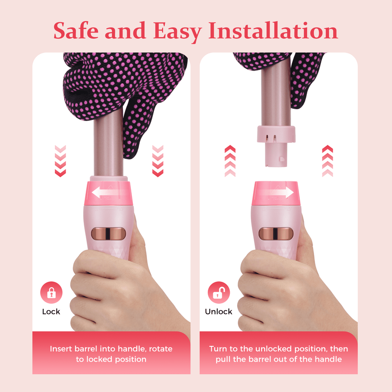 5 in 1 Curling Iron Set with Flat Iron Hair Straightener Dual Voltage Pink4