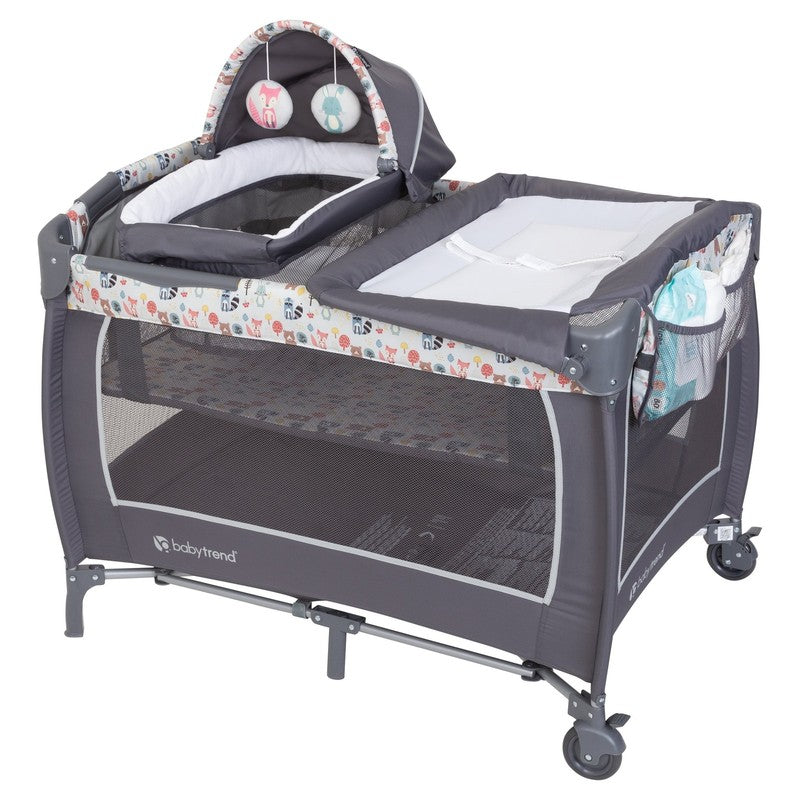 Lil Snooze Deluxe II Nursery Center Playard, Forest Party Grey11