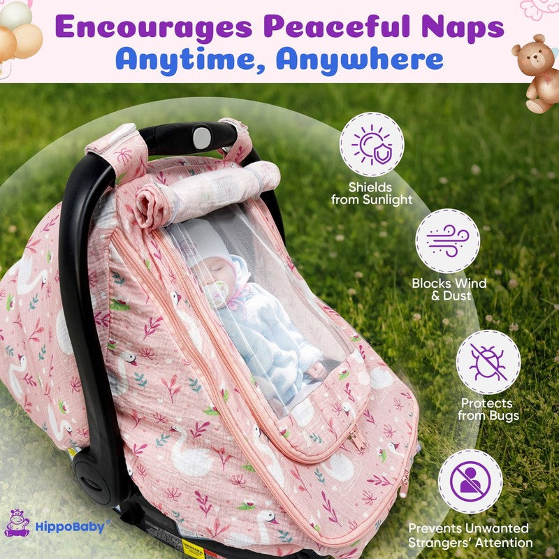 100% Cotton Muslin Breathable Infant Car Seat Cover4
