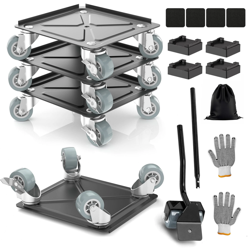Furniture Moving Dolly Set Heavy Duty 4 Rotatable Rubber Wheels 1800LB Load0