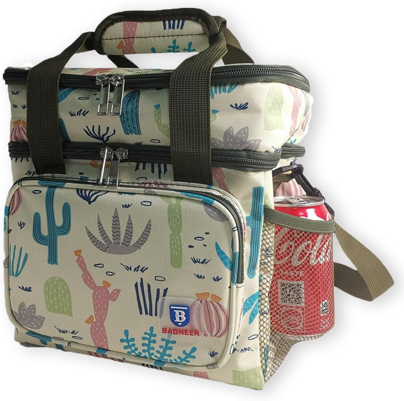 Double Decker Insulated Lunch Bag 14L Cactus Cooler for Men & Women10