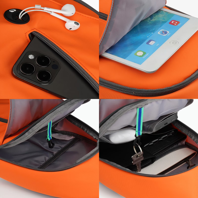 Unisex Hiking Travel Nylon Sling Bag Cross Body Shoulder Chest Bag,Orange2