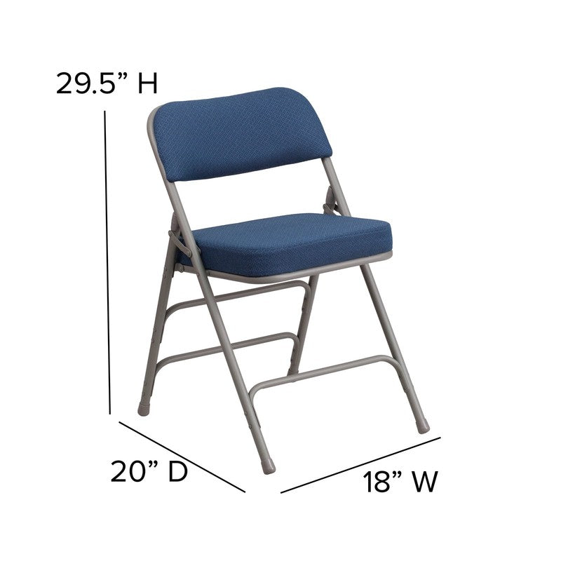 2 Pack HERCULES Series Premium Curved Folding Chairs Navy Fabric7