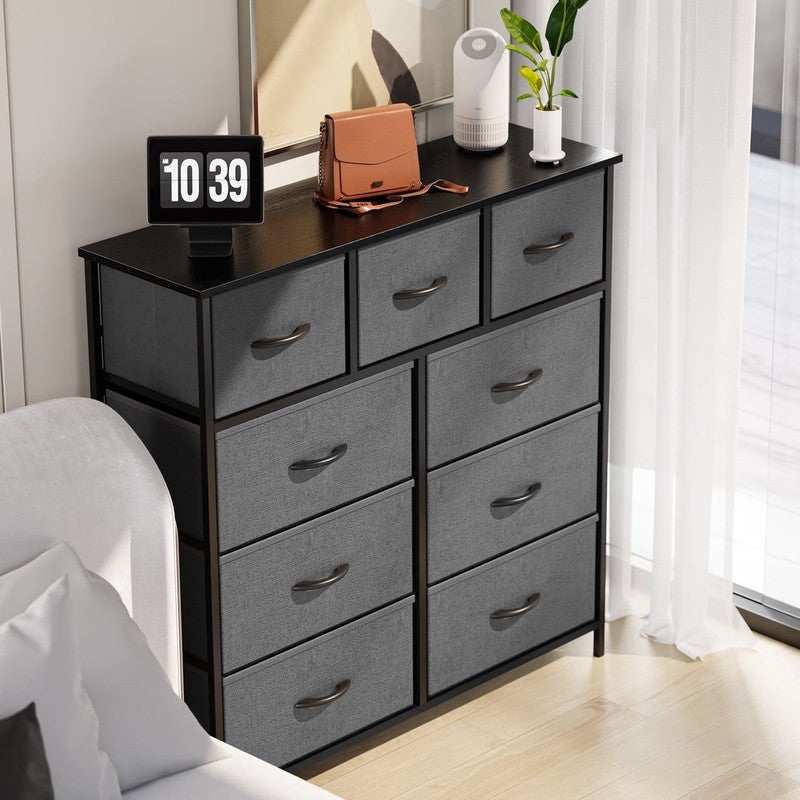 Fabric Dresser for Bedroom 9 Drawer, Grey6