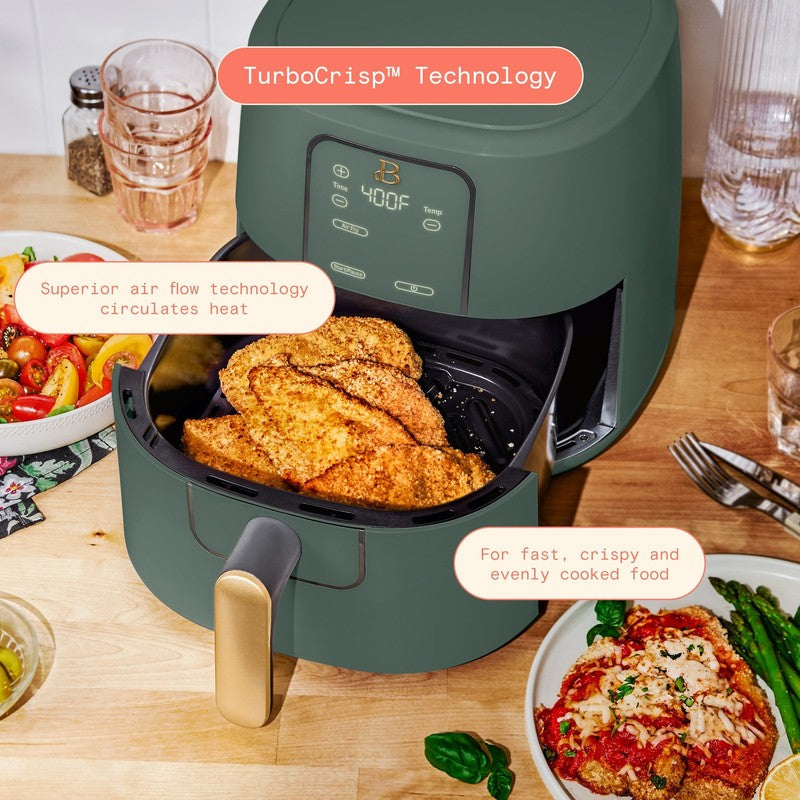 6 Qt Air Fryer w/ Turbocrisp Technology Evergood Ceramic Nonstick Thyme Green1