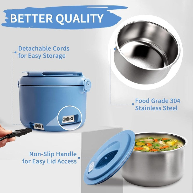 Electric Lunch Box 32 Oz Portable Food Warmer 3 in 1 12V 24V 110V Blue4
