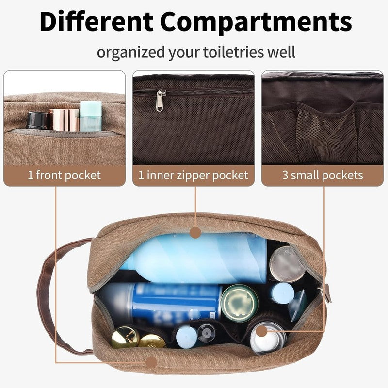 50L Canvas Duffle Bag Coffee w/ Toiletry Bag Travel Gym Weekender Carry On7