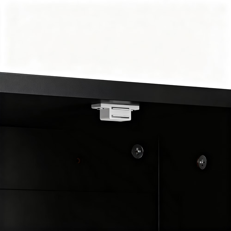 Wooden 2 Door Bathroom Cabinet Storage with 3 Shelves Free Standing, Black8
