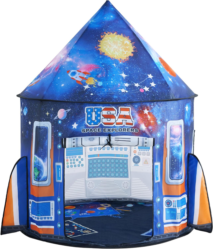 Glow in the Dark Rocket Ship Kids Pop Up Play Tent, Indoor/Outdoor Playhouse9