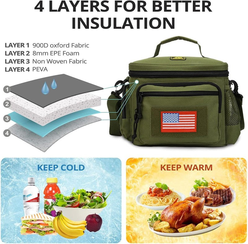 Tactical Lunch Box MOLLE Insulated Leakproof Cooler Bag Green3